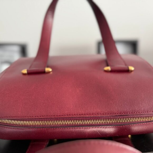 Vintage Must de Cartier Burgundy Boston Handbag Gold Hardware - Picture 9 of 12
